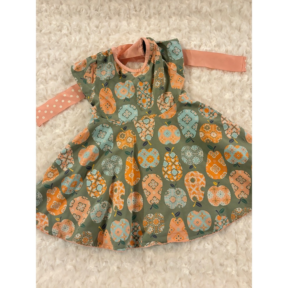 Matilda Jane CeCe's Girl Green Apple Ribbon Twirl Dress EUC 2